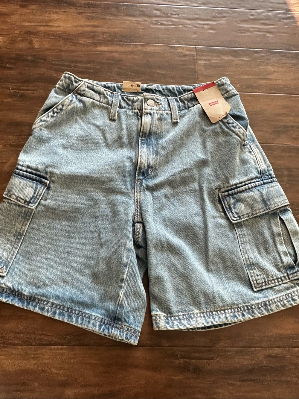 Levi's Light Wash Denim Cargo Shorts - women